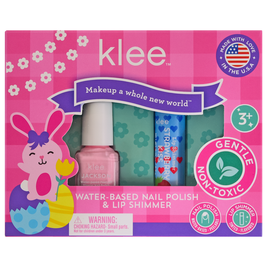 Klee Naturals - NEW! Hopping Pink- Easter Nail Polish Lip Shimmer Set: Hopping Pink