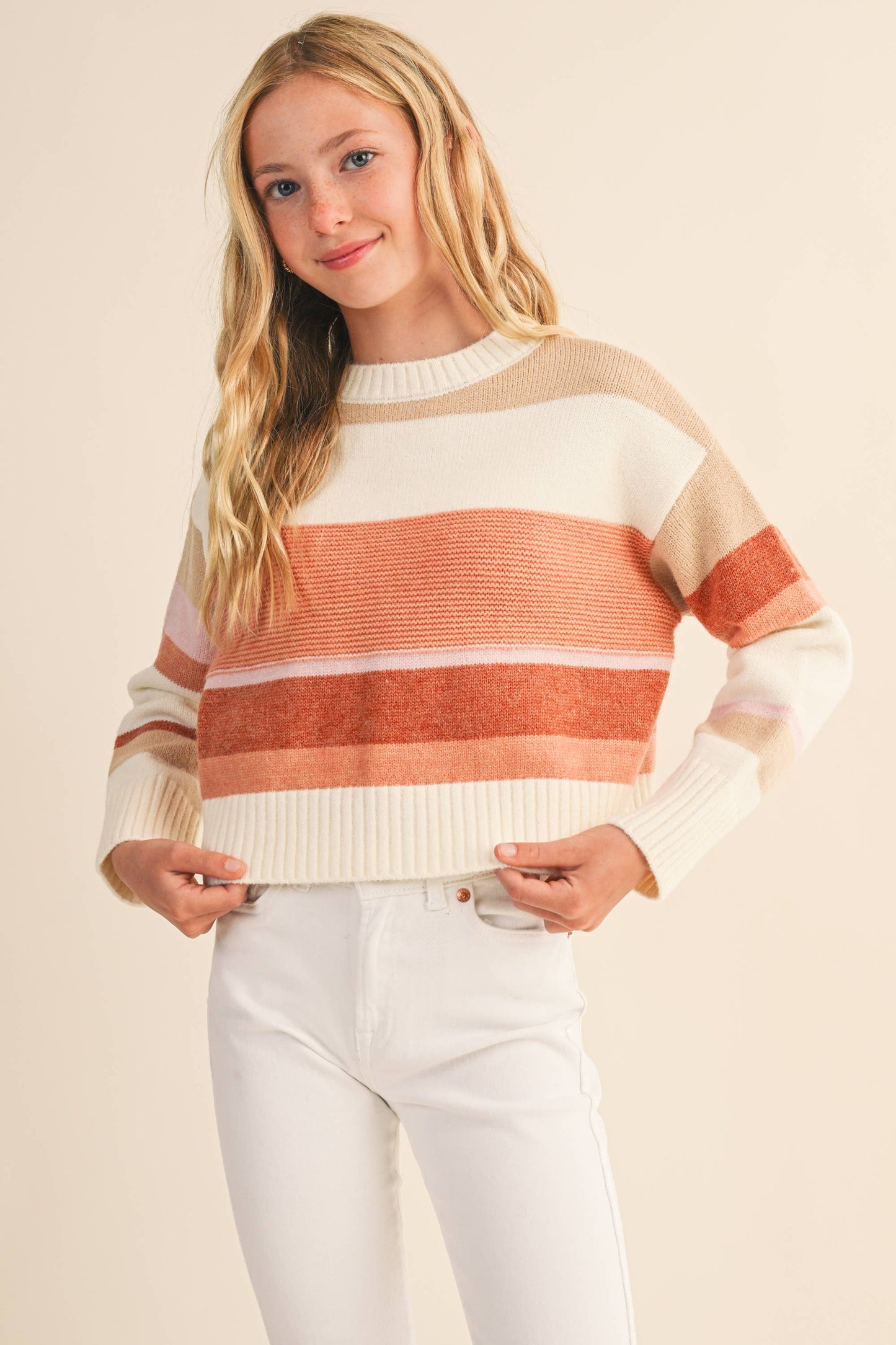 heart and arrow - TWEEN KIDS GIRLS ROUND NECK CROPPED SWEATER  (7-14): 9/10