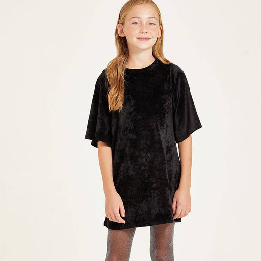 Good Girl - Bell Sleeves A-line Velvet Dress: Black / XL