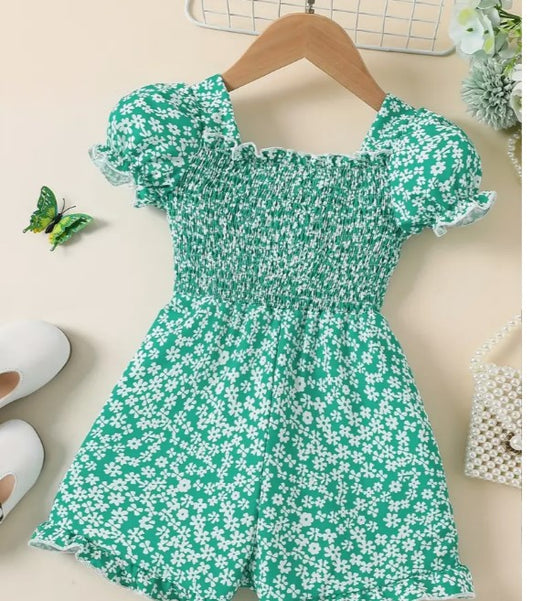 Green Floral Romper