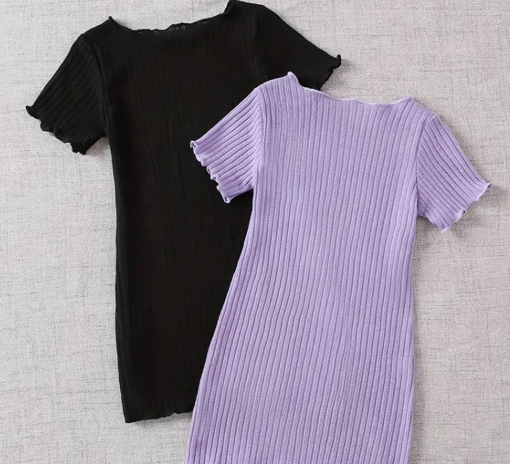 Ribbed Purple 90's Dress