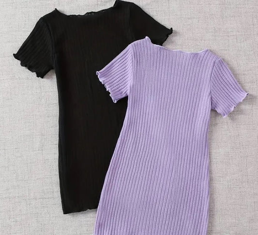 Ribbed Purple 90's Dress