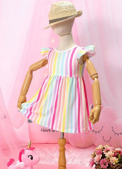 Rainbow Ruffle Sleeved Dress