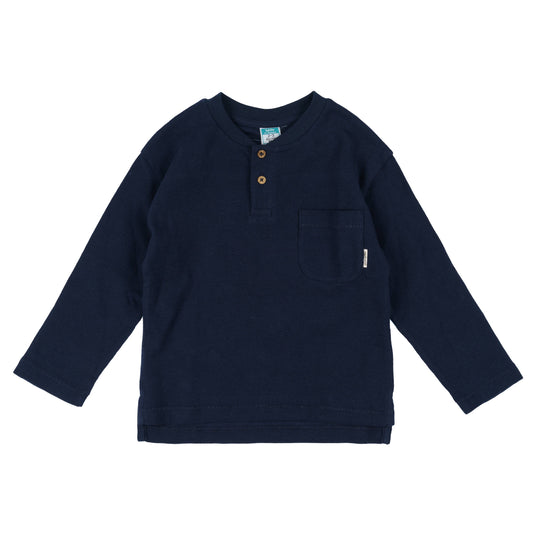 Navy Long Sleeve Henley | Boys