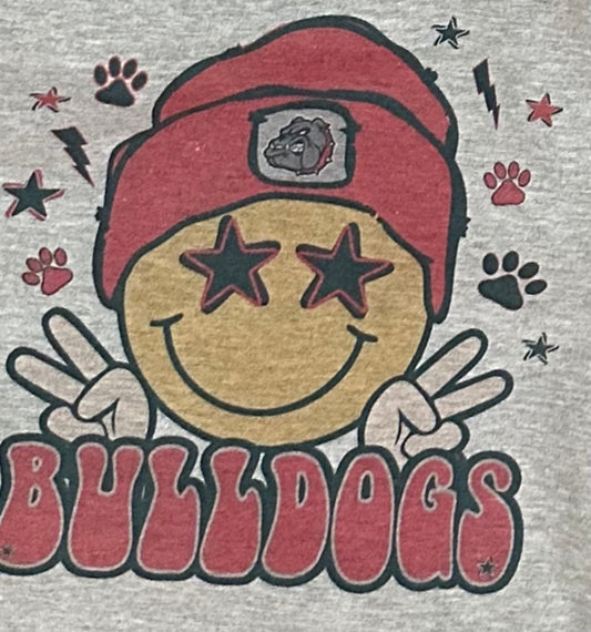 Meeker Bulldogs School Spirit Smiley Face Tee