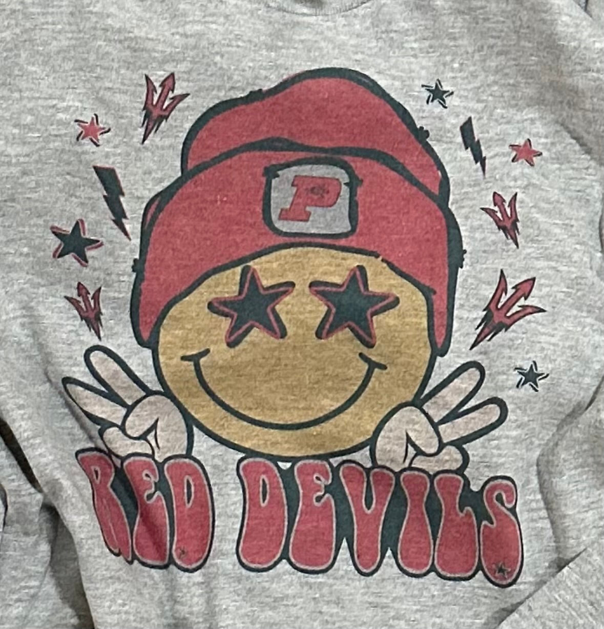 Prague Red Devils School Spirit Smiley Face Tee