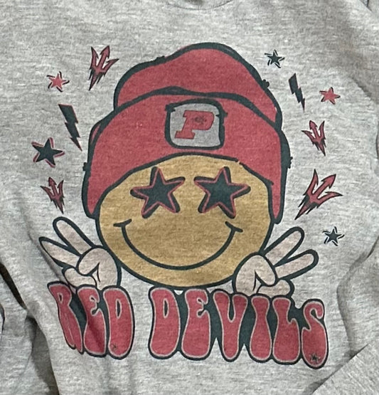 Prague Red Devils School Spirit Smiley Face Tee