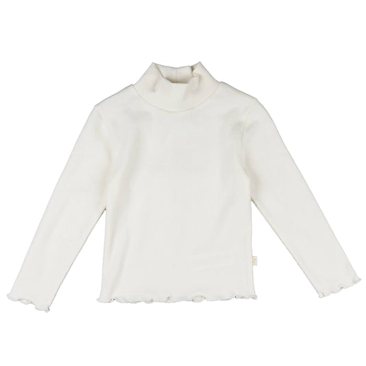 White Ribbed Mock Turtle Neck | Girls