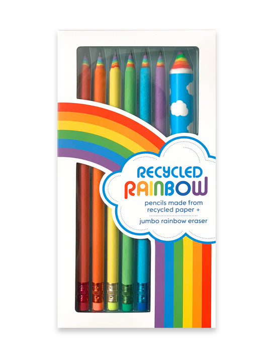 Recycled Rainbow Pencil & Eraser Set