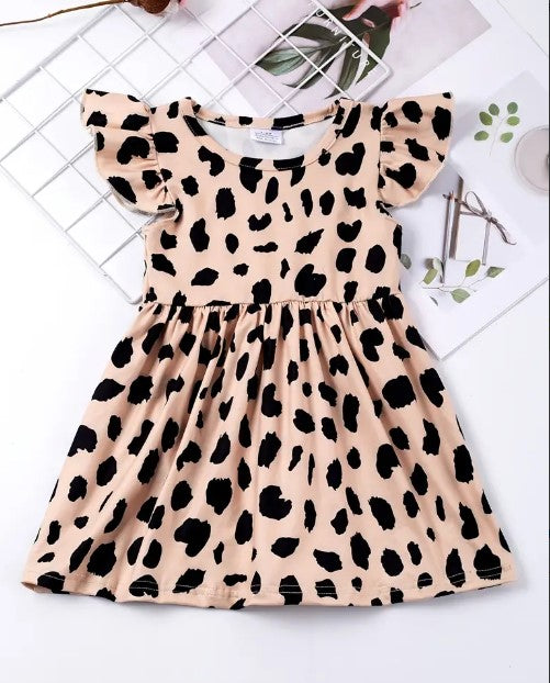 Flutter Sleeve Cheetah Print Dress