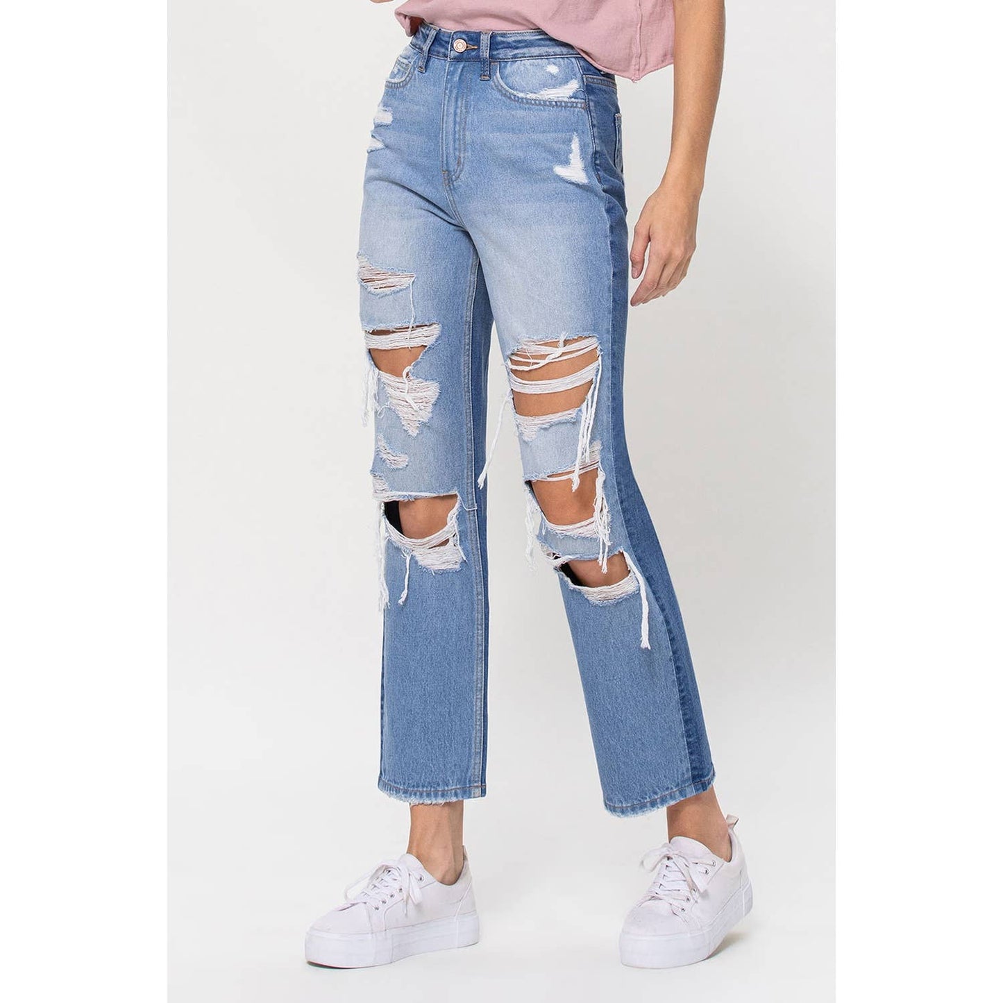 90S Vintage Straight Leg Distressed Denim