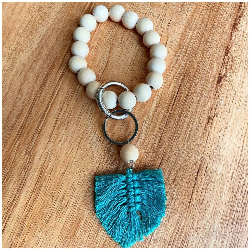 Wooden Beads Fringed Bracelet Key Chain