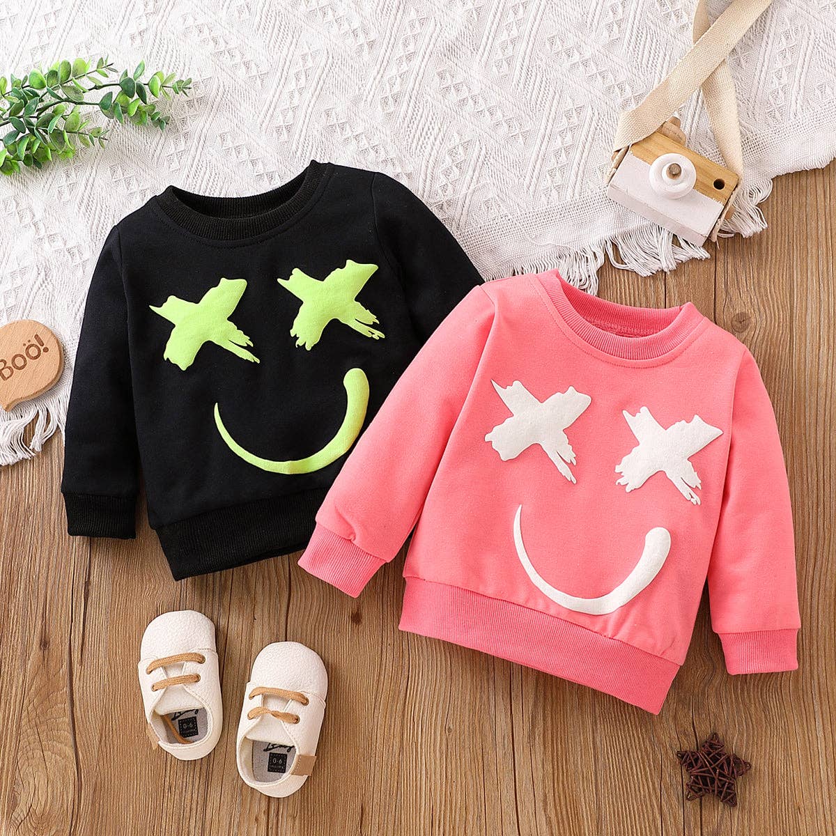Black Smiley Face Sweatshirt | Baby
