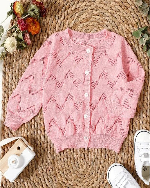 Pink Knitted Heart Cardigan | Baby