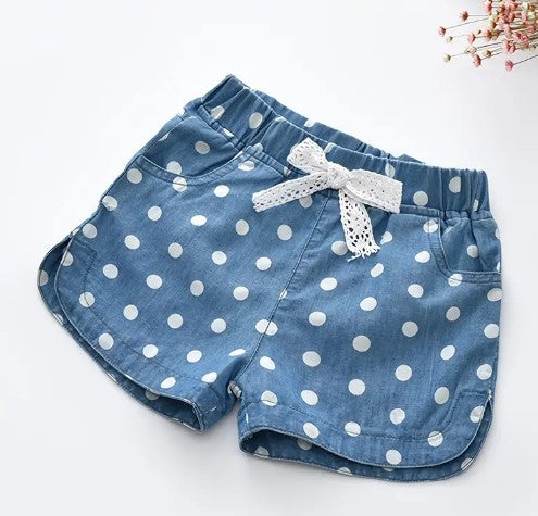 Polka Dot Denim Shorts