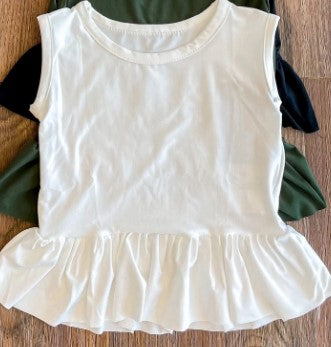 Elsy Mae White Peplum Top | Girls